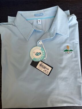 Player2 Men’s Sky Blue Polo with Embroidered Crest Golf shirt